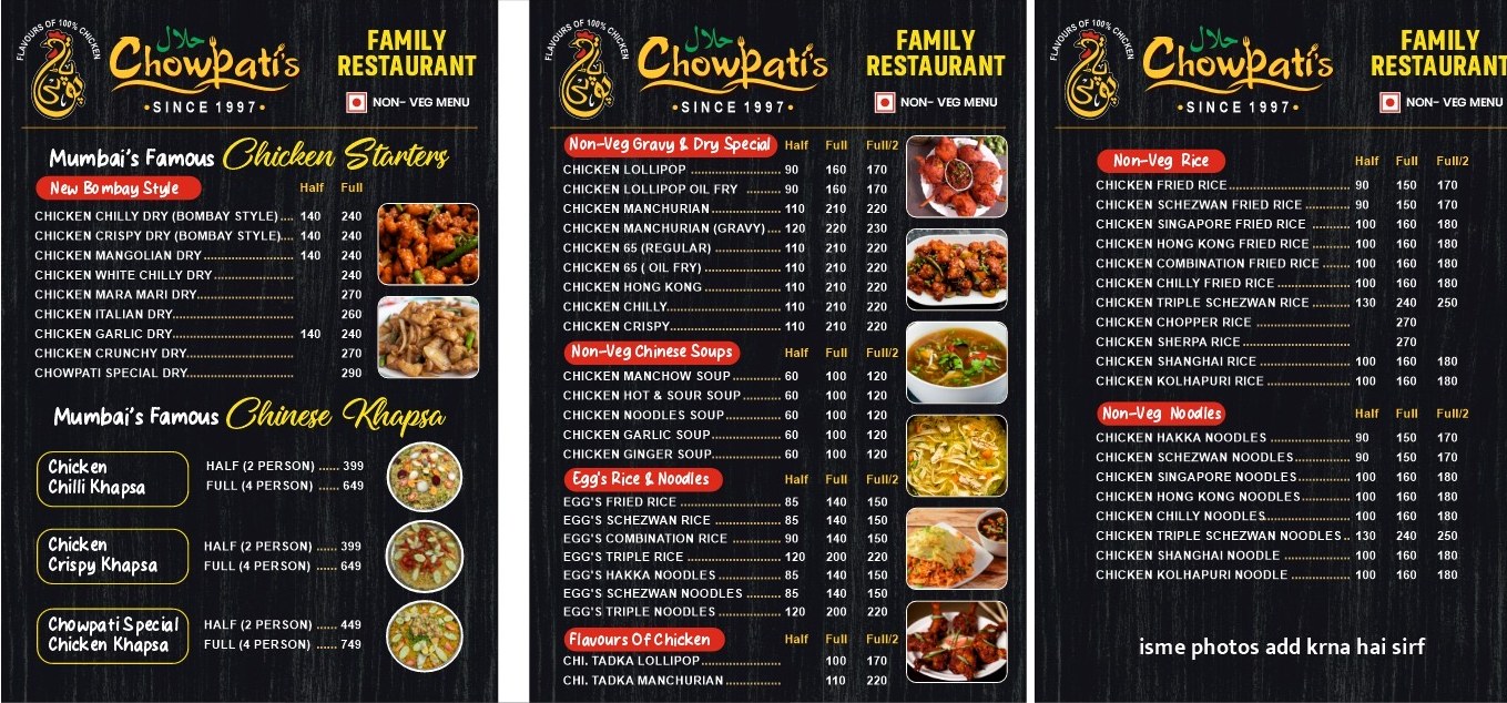 Official Chowpati's non-vegetarian menu